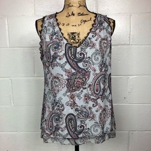 WHBM Printed Tiered Tank Top size small NWT